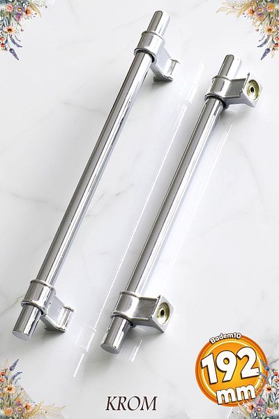Badem10 Mâner metalic plat cromat Hisar 192 mm Mobilier Bucătărie Sertar Dulap Mânere dulap Mâner