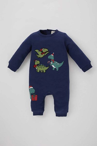 DeFacto New Year's Themed Baby Boy Jumpsuit - Thick Long Sleeve B4240a5nv241mc