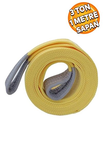 Badem10 Sapan Polyester Spanzet 3 Ton 1 Metre Sarı Sağlam Yük Kaldırma Taşıma İndirme Halat
