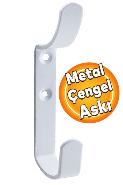 Badem10 Çengel Metal Portmanto Vestiyer Duvar Dolap Elbise Askısı Beyaz Mobil...