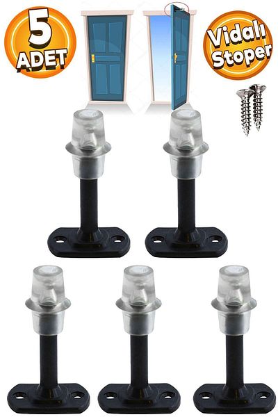 Badem10 5 Pcs Black Silicone Door Handle Stopper - 8 cm Plastic Mat Holder