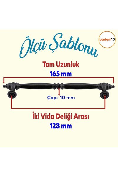 Badem10 Mobilier Fagure - Mâner Ușă Dulap Sertar Bucătărie 128 Mm Negru