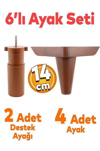 Badem10 Set Aspen de 6 - Unitate TV, Canapea extensibilă, Canapea, Picior de bază 14 Cm Model Lemn