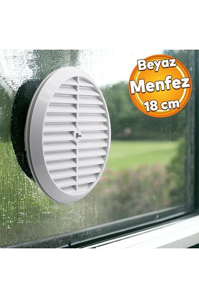 Badem10 Natural Gas Vent Round Kitchen Glass Vent White 18 Cm Air Flow Duct Safety Gas Leakage
