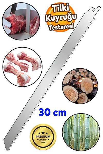 Badem10 Tilki Kuyruğu Kılıç Et Kemik Kesme Testeresi Paslanmaz Çelik Bıçak Buz Kesme Bıçağı Ağzı Ucu 30 cm