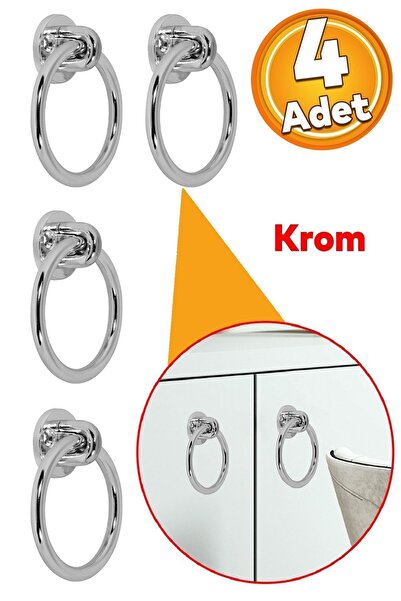 Badem10 Caliber Sarkaç Dolap Dolabı Kulpu Kulbu Krom Metal Halka Kulpları (4 ...