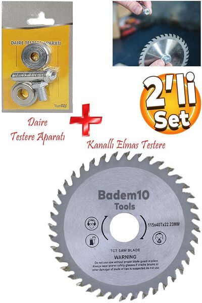Badem10 Daire Testere Bıçağı Ağaç Odun Ahşap Sunta Kesme Testeresi 115mm 40 Diş Matkap Aparatı