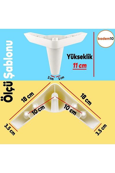 Badem10 Aspen Mobilier de lux Canapea Fotoliu Unitate TV Picior de bază Picioare 11 Cm Picior alb (4 buc.)