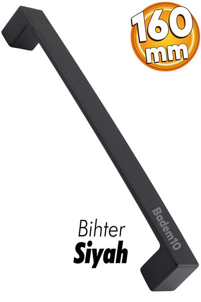 Badem10 Bihter 160 mm Mobilier Bucătărie Mâner sertar Mâner ușă dulap Mâner metalic Mâner dulap negru
