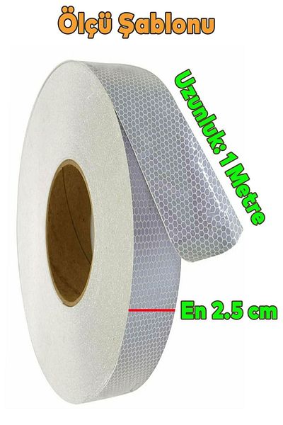Badem10 1 Mt White Bicycle Warning Tape - Vehicle Auto Truck Exterior Accessory with Reflector and Highlighter Strip Tape