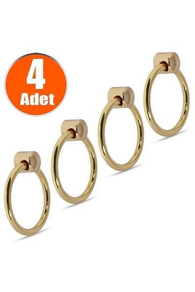 Badem10 Mâner pentru dulap cu pendul Mâner pentru dulap Mâner pentru dulap Mâner cu inel din metal auriu (4 buc.) Sertar pentru mobilier de bucătărie