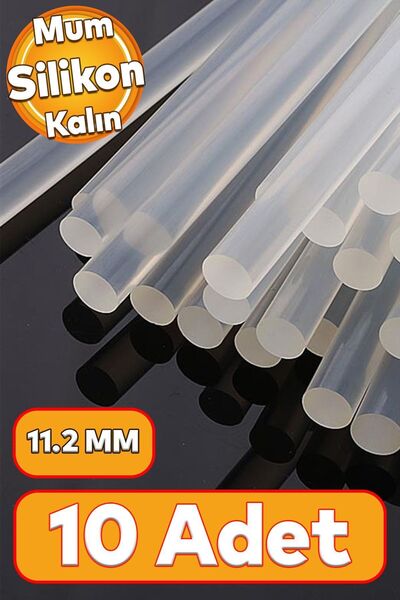 Badem10 Kalın 10 ADET Mum Silikon 11.2 mm Çubuk Sıcak Silikon Hobi Süs Hediye...