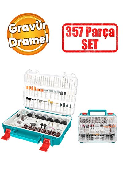 TOTAL Gravür Mini Dremel 357 Parça Set Ahşap Cam Taş İşleme Zımpara Parlatma Mini Testere Hassas Kesi Çokl