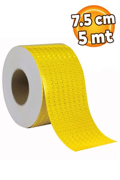 Badem10 Yellow Reflective Highlighter Strip Tape - 7.5 cm 5 Meters Warning Tape