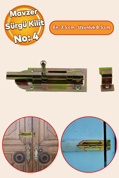 Badem10 Mavzer Sliding رقم: 4 قفل كادميوم 35x85 مم نافذة الباب قفل أمان مزلاج