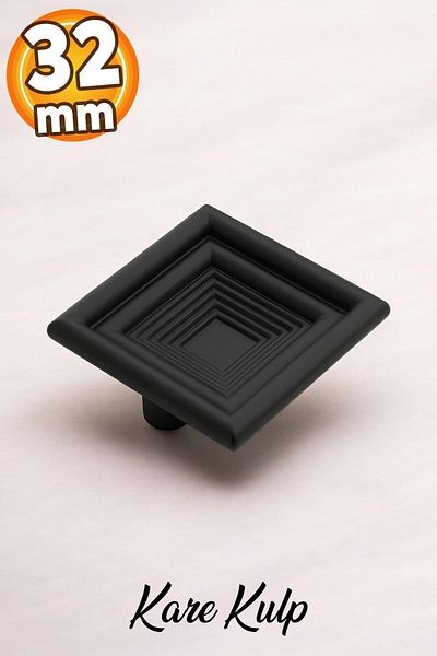 Badem10 (PLASTIC HARD) Princess Square Mobilier Bucătărie Sertar Dulap Mâner dulap Mâner 32 mm Mâner negru mat