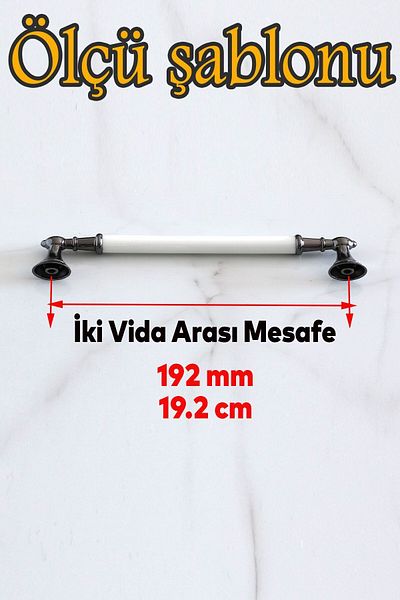 Badem10 Amos (PREMIUM) Porțelan Real Alb Afumat 192 Mm Mobilier Bucătărie Sertar Dulap Mâner Mâner