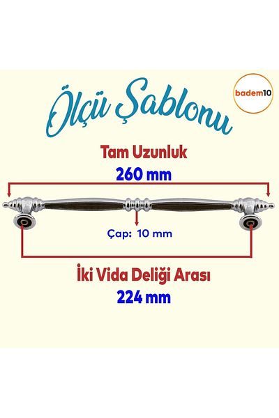 Badem10 Dulap Sertar Bucătărie - Capace Metal Plate 224 Mm Crom