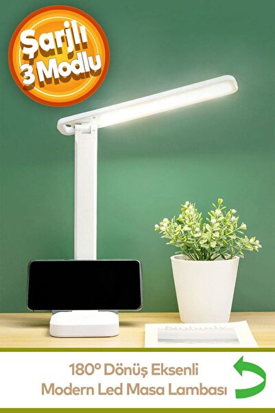 Badem10 Şarjlı Led Masa Üstü Lambası 3 Renk Dokunmatik Standlı Çocuk Ders Kitap Çalışma Okuma Işığı Gece 9w