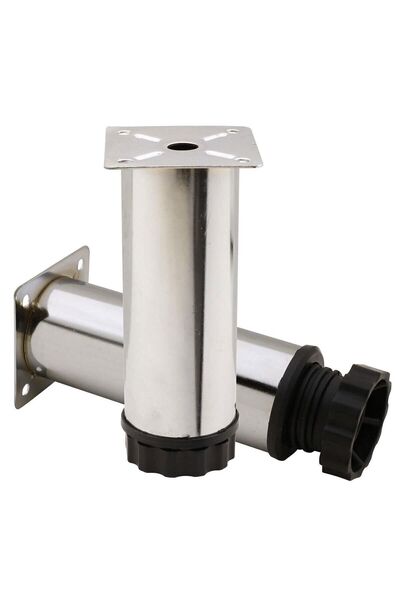 Badem10 Furniture Sofa Base Armchair - Cabinet Adjustable, Metal Supported Riser Leg 10 Cm Chrome (4 PCS)