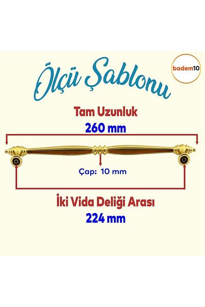 Badem10 Mobilier tip fagure Sertar de bucătărie Dulap dulap Mâner de ușă Mâner plat din metal Mâner de 224 mm Aur