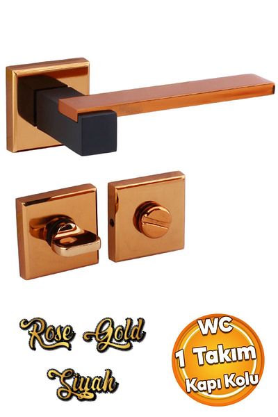Badem10 (1 SET) Lux Rose Black Wc Mânerul ușii de baie cu rozetă Ușă glisantă din oțel Se potrivește la stânga la dreapta Încuietoare toalete