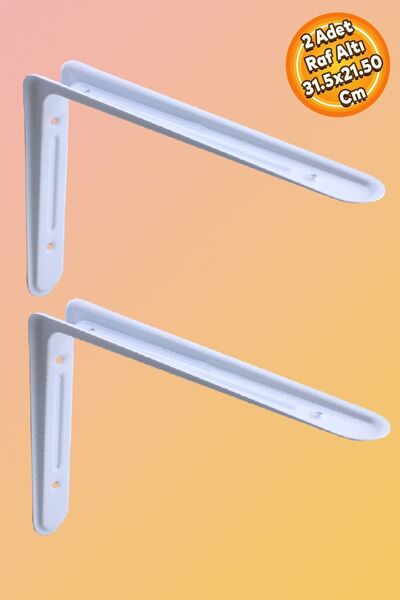 Badem10 Raf Altı Raf Tutucu Ayak Ferforje Beyaz Klas 31.5 x 21.5 cm 2 ADET (N...
