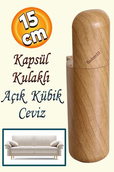 Badem10 Capsula Bohemian (PREMIUM) Mobila Canapea Unitate TV Fotoliu Picior Baza Picioare Lemn Modelat 15 Cm