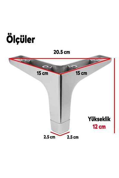 Badem10 Sedef Set 12 Mobilier de lux Canapea Masuta de cafea Unitate TV Fotoliu Suport Picior 12 Cm Picioare de bază cromate