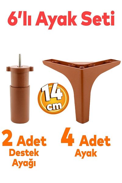 Badem10 Sedef Set 6 Mobilier Unitate TV Canapea extensibila Fotoliu Canapea Suport Picior 14 Cm Maro Baza Picioare