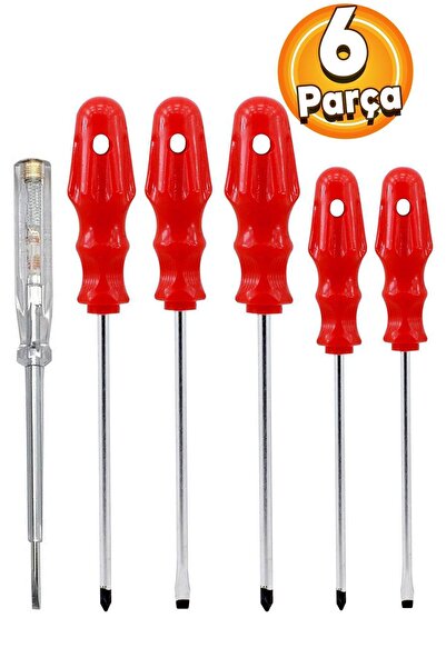 Badem10 Tornavida Seti Düz Yıldız Uçlu Kontrol Kalemi (6'Li SET)