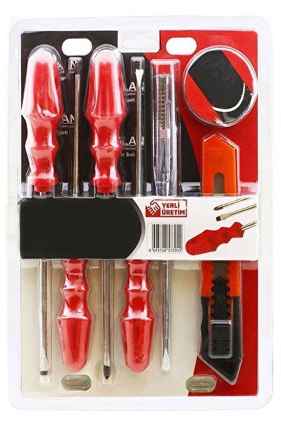 Badem10 Tornavida Seti Düz Yıldız Uçlu Maket Bıçağı Elektrik Bandı Kontrol Kalemi Tamir Vidalama (7'Lİ SET)