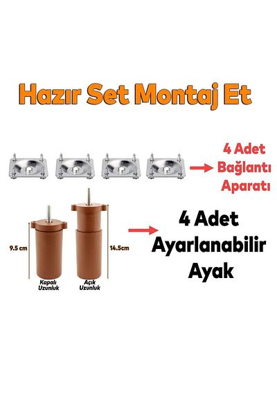 Badem10 Mobilier reglabil Canapea Baza Fotoliu Suport Inaltime Picior 9,5 Cm Set de 4 cu Aparat pentru picioare de cafea