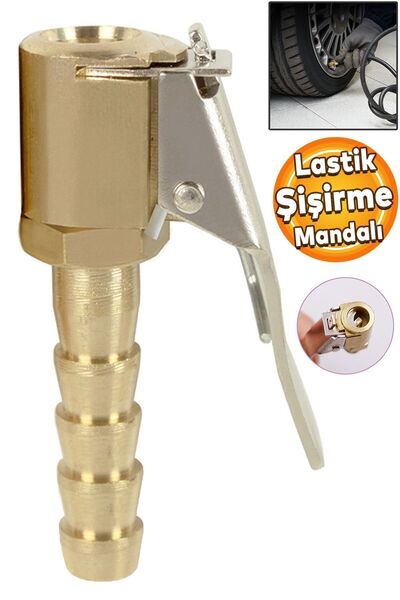 Badem10 Lastik Şişirme Mandalı Lastik Teker Top Hava Şişirme Kompresör Uyumlu