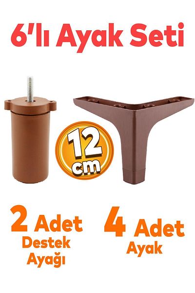 Badem10 Sedef Set 6 Mobilier Unitate TV Fotoliu Canapea Suport Picior 12 Cm Model Lemn Baza Picioare