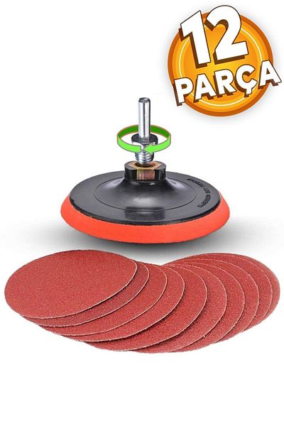 Badem10 Velcro Sanding Set + Drill Tool + 115 Mm Base (12 Piece Set)