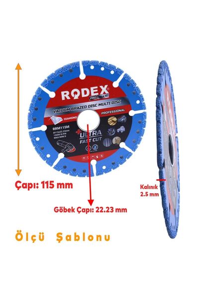 Badem10 Vakum Kaynaklı Elmas Testere Sağlam Uzun Ömürlü Çok Amaçlı Kesme Disk Diski 115 mm RRM115M