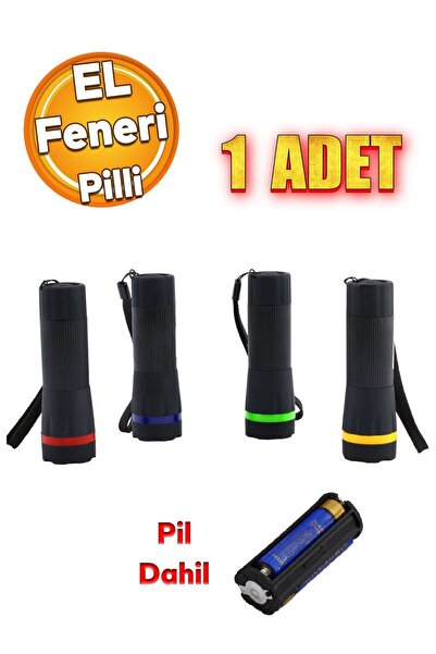 Badem10 Pil Hediyeli Portatif Pilli Küçük El Feneri Kamp Lambası Işıldak Zoom...