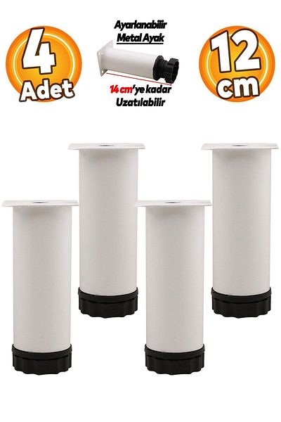 Badem10 Mobilier reglabil Canapea Baza Fotoliu Suport metalic Picior 12 cm Picioare albe 4 buc