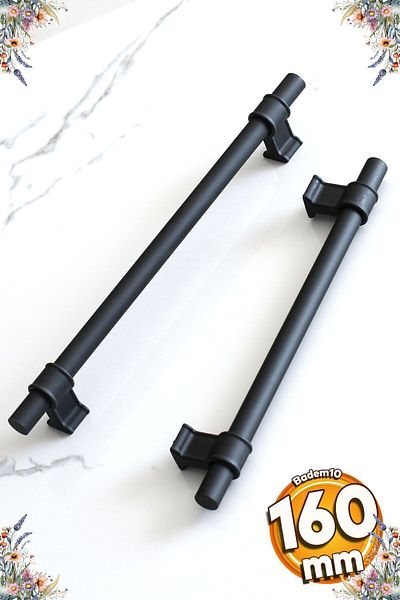 Badem10 Hisar 160 mm Mâner negru Mobilier Bucătărie Sertar Dulap Dulap Capac Mâner Mâner Metal 16 mm