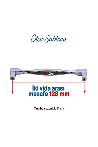Badem10 128 mm Metallic Chrome Color Handle, Daruluk Cemetery Gate, Kitchen Drawer