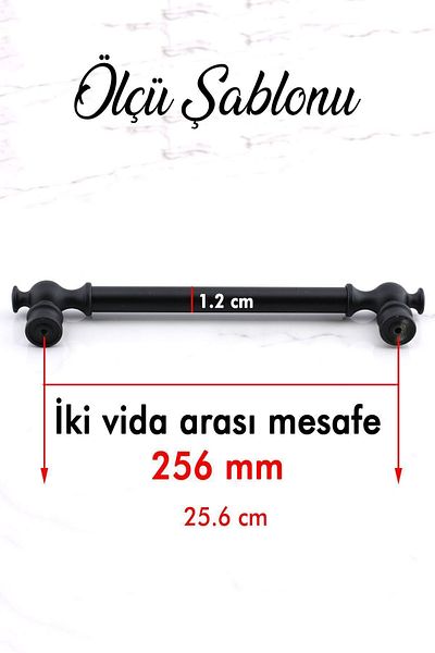 Badem10 Arya (PREMIUM) 256 mm Mobilier din metal negru Sertar de bucătărie Dulap Ușă dulap 256 mm Mâner
