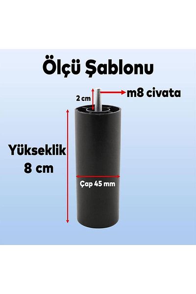 Badem10 Mobilier Canapea Fotoliu Baza Booster Upgrade M8 Șuruburi Șuruburi Suport mijlociu Picior Negru 8cm