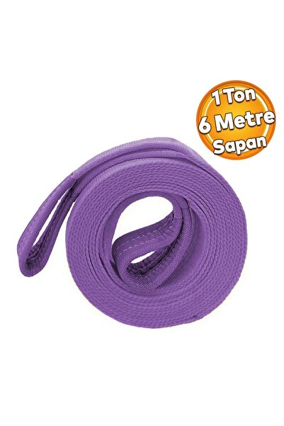 Badem10 Yük Kaldırma Taşıma İndirme Araç Çekme Halat Sapan Polyester Spanzet Lila Renk 1 Ton 6 Metre Sağlam