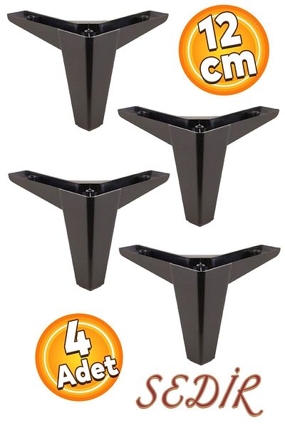 Badem10 Mobilier de lux Cedru Canapea Masuta de cafea Unitate TV Fotel Picior 12 Cm Picioare Baza Neagra 4 Bucati