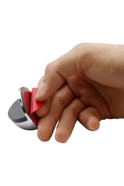 Badem10 Yarımay Yapışkanlı Kapı Kolu Stoperi Tamponu Metal Durdurucu Tutucu Tutacağı Parlak Krom 5 Adet