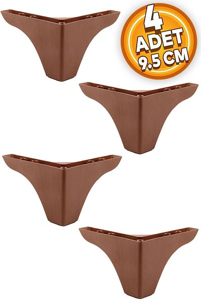 Badem10 Rose Luxury Furniture - Picior de canapea cu model din lemn de 9,5 cm (4 bucăți)