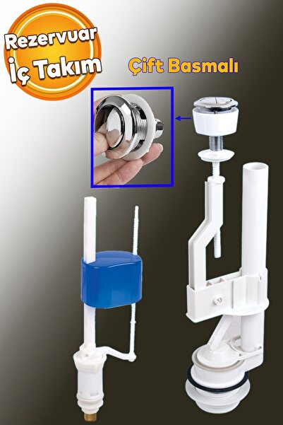 Badem10 Çift Basmalı İç Takımı Rezervuar İç Düzenek Otomatik Su Dolum Basma Alafranga Tuvalet Klozet Sifon