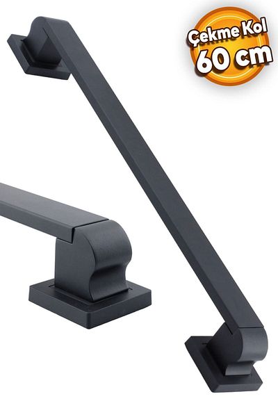 Badem10 Bersel Sliding Door Pull Handle Handle Handle Steel External Door Handle Handle Black 60 Cm
