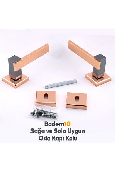 Badem10 Begonia Lux Cupru Smoked Square Rosette Mâner de ușă compatibil cu camera Mânere de ușă potrivite pentru dreapta și stânga 1 set